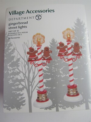 Dept 56 Village Accessories Set Of 2 Gingerbread Street Lights 6007683 MIP 
