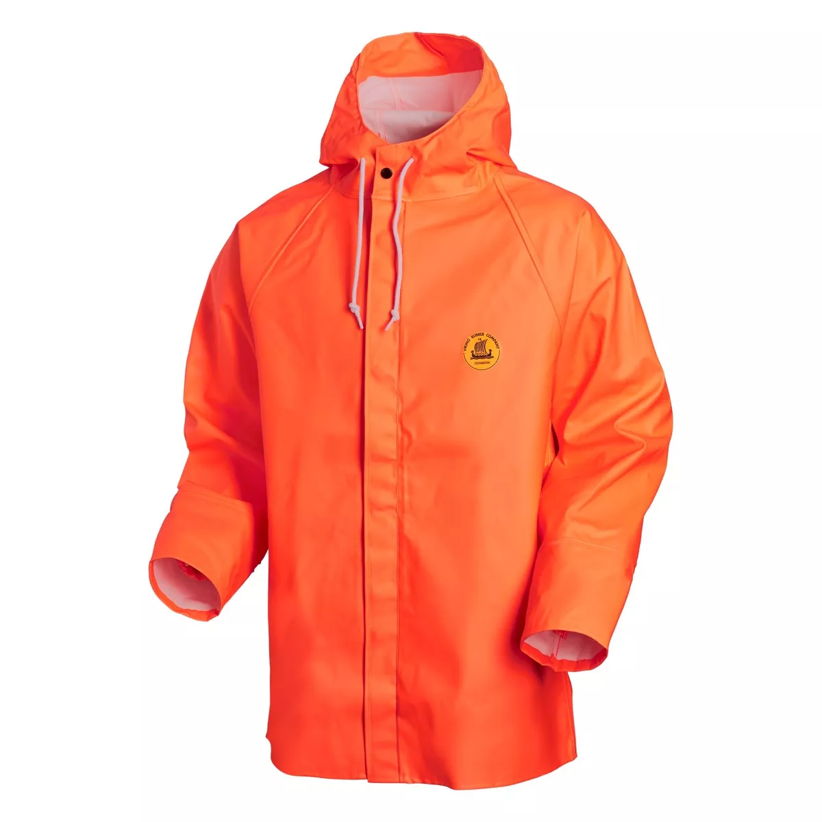 Viking Rubber Rain Jacket Premium Hooded Fishing Fully Waterproof Hi Vis  Orange