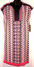 Laundry Shelli Segal Womens Shift Dress Small Pink Multi Geometric Print $138