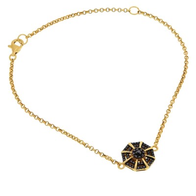 Colleen Lopez Goldtone Sterlingsilber schwarz Diamant Armband