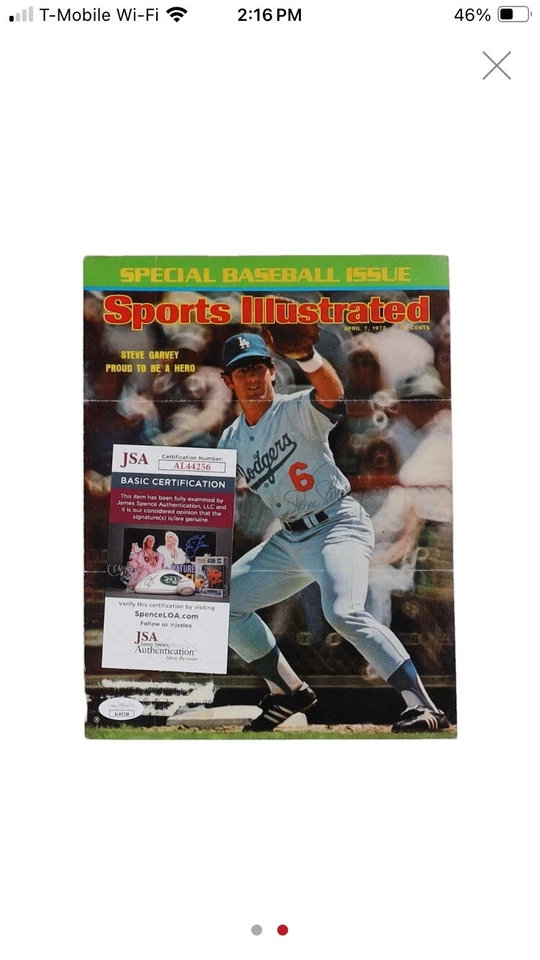 Steve Garvey Signed Dodgers 8x10 Magazine Cover Cut (JSA) - Image 2 of 2
