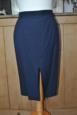 Mondi Vintage Pencil Skirt Navy EU 38 Classic Fit Front Back Slits Women s