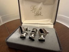 Cufflinks Studs Silver Black Basic Boxed Round Tuxedo Shirt Formal Tuxedo Park