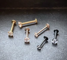 1pc Push In Prong Set Gem Labret Monroe Stud Lip Ring Helix Ear Cartilage