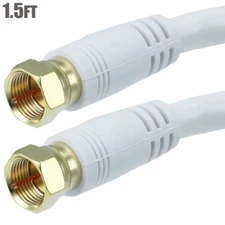 1.5FT (18") RG6 Coaxial Coax White HD Satellite HDTV Antenna Cable TV Cord Wire