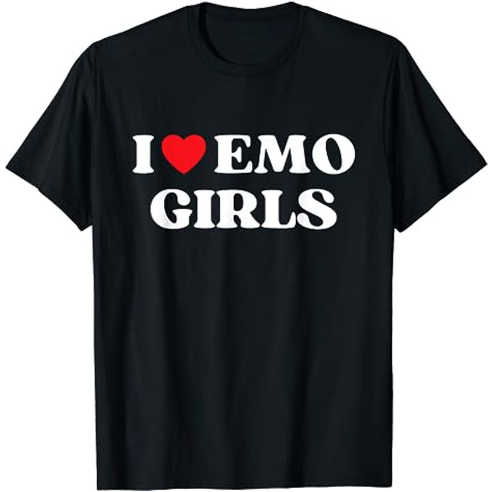 I Heart Emo Girls Funny Quote Red Heart Emo Girl Style T-Shirt