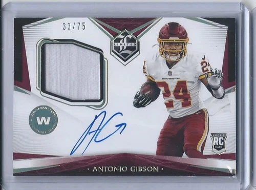 2020 Panini Limited Football Antonio Gibson Rookie Patch Auto 33/75 Washington