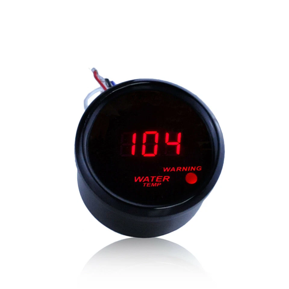 Black Car Truck Red Digital LED Water Temp Temperature LED Gauge Kit 2" 52mm - Image 4 of 4