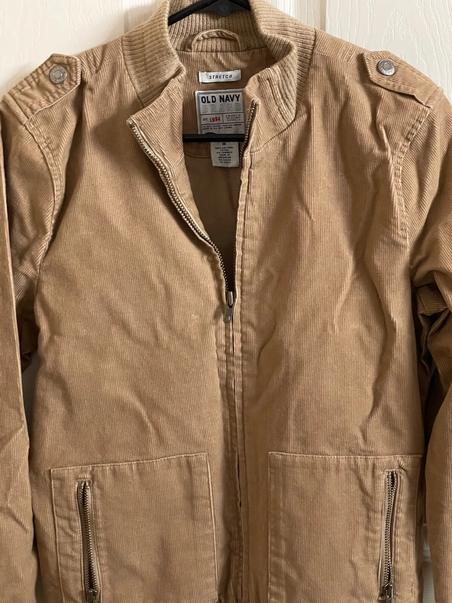 Women s Old Navy Carmel Brown Corduroy Biker Jacket Full Zip Coat