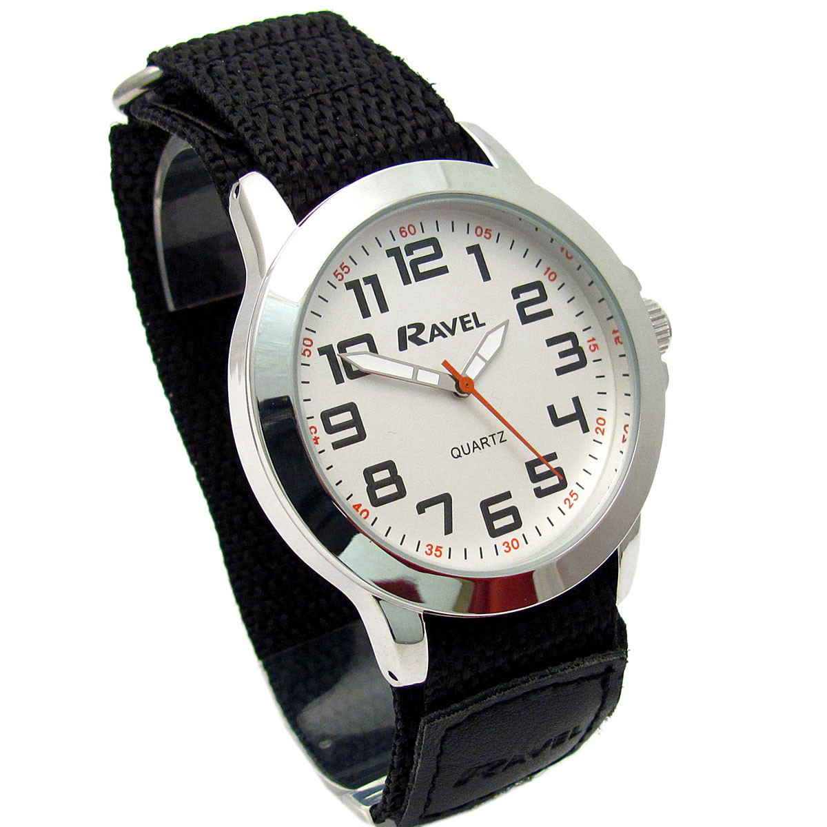 Ravel Gents Easy-Read Watch Sports Hook & Loop Rip Strap R1601.65.12