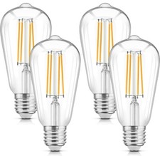 LED Filament Light Bulbs, Bright Vintage 6W LED Edison Bulbs 60W Equivalent -4Pk