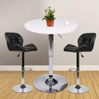 Bar Table Set 3 Pcs Adjustable Counter Height Bar Stools 360° Swivel Pub Kitchen
