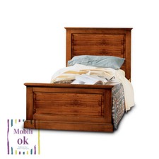 Letto singolo in legno massello in arte povera finitura noce