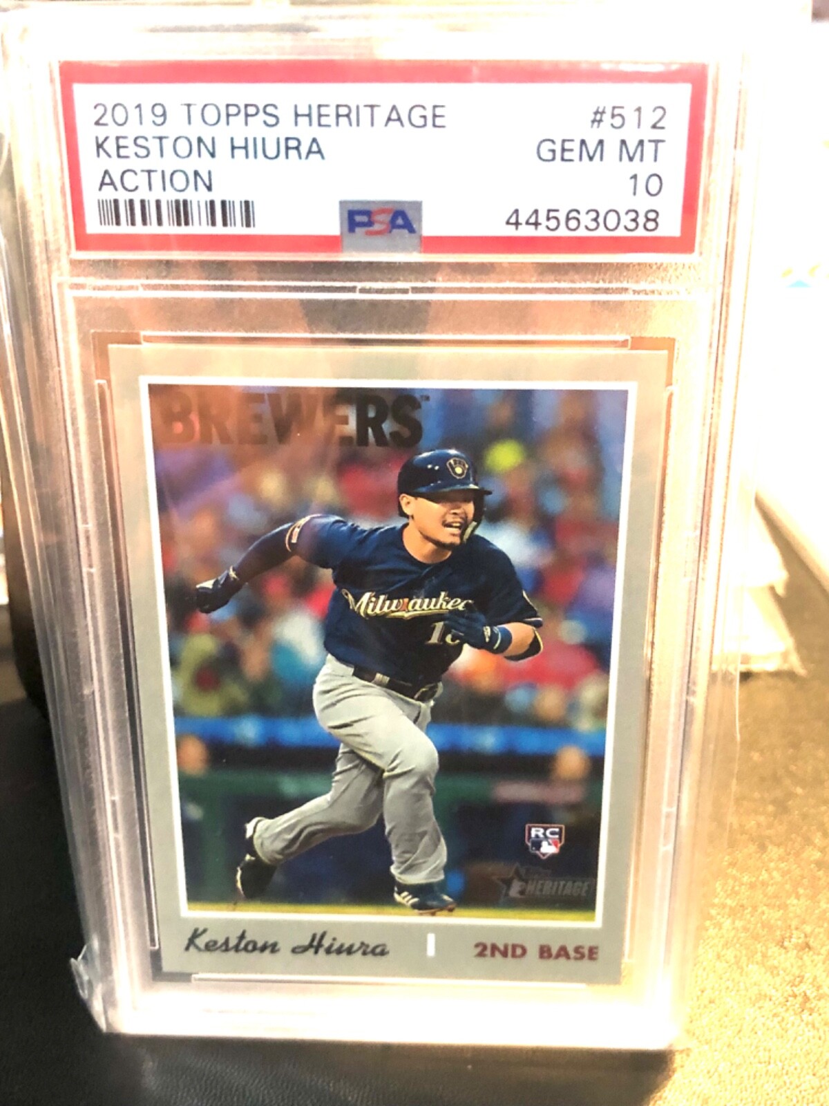 2019 Topps Heritage Keston Hiura Rookie Action Variation #512 PSA 10 RC