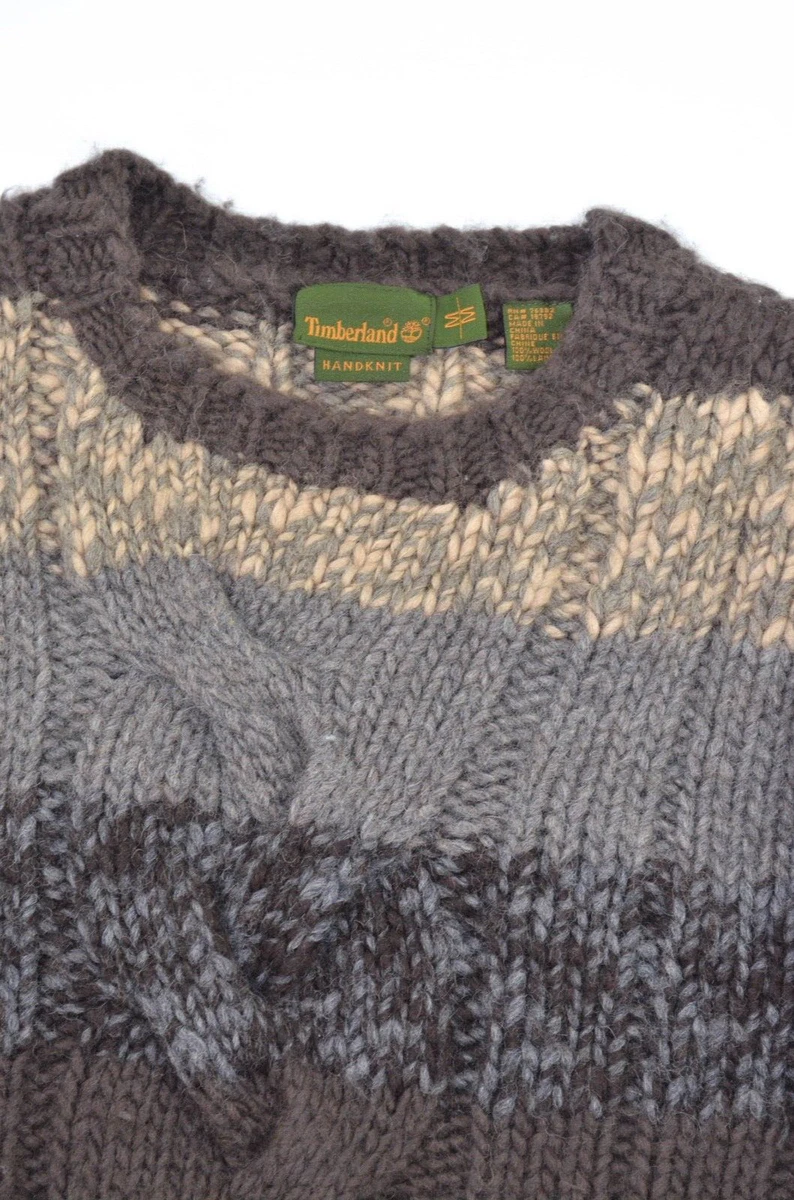Timberland Hand Knit VIntage 90s Men's Cable Brown Wool Sweater Size M