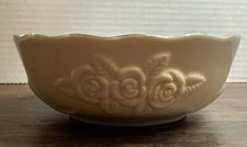 Vintage Lenox Rose Blossom Ivory Porcelain Bowl, Scalloped Gold Rim Trinket Bowl