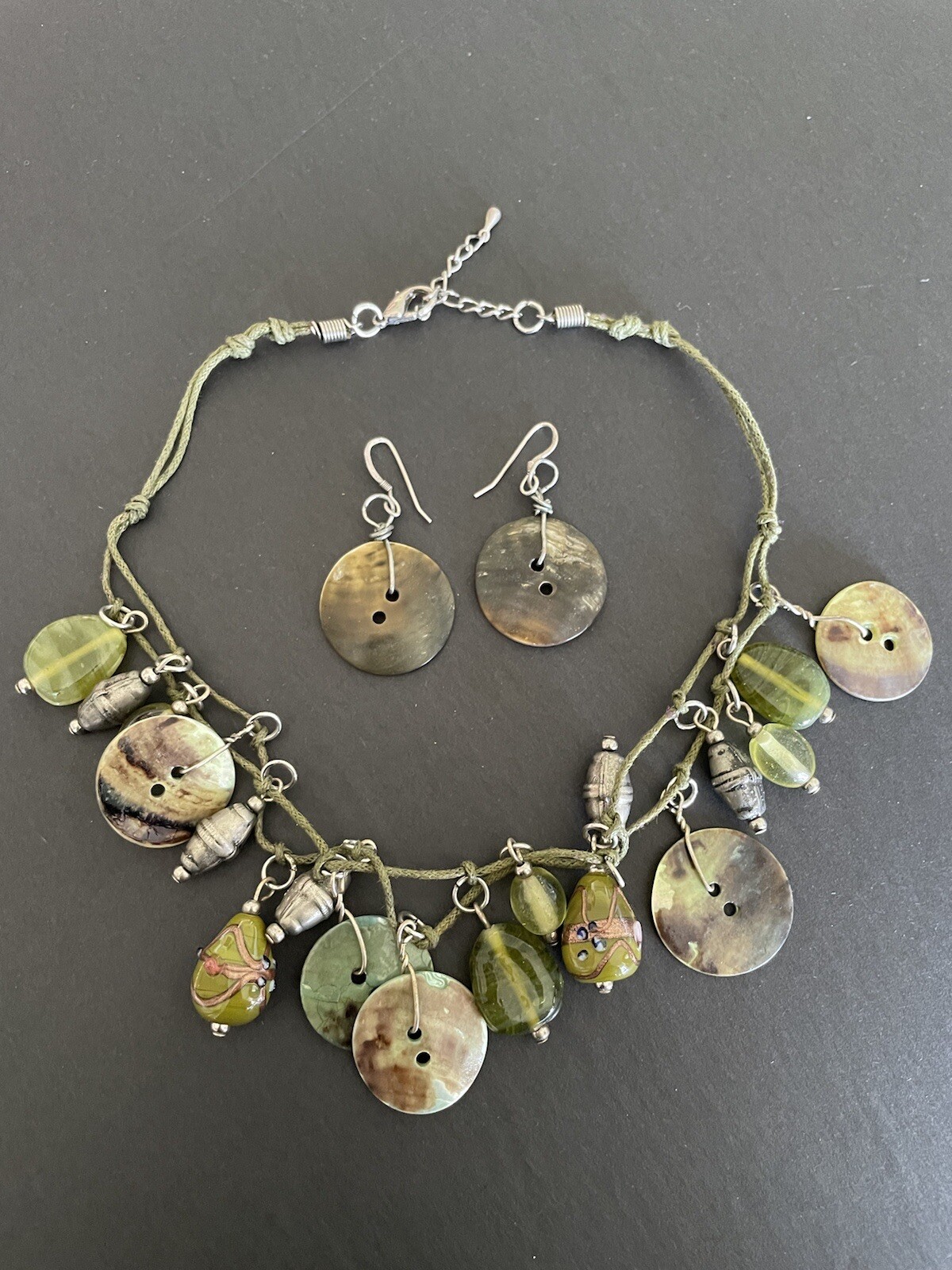 Boho Shell Glass Leather - Double Stranded Neckla… - image 7