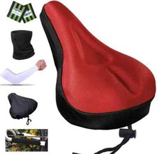 Bike Gel Foam Seat Cover Cushion for Women Men Comfort Excercise Bicycle RED