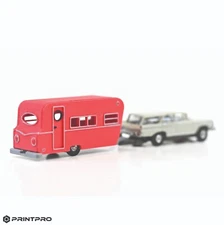 Printpro HO Scale Slot Car Scarlet Red Camper Trailer Kit Fits Aurora Thunderjet