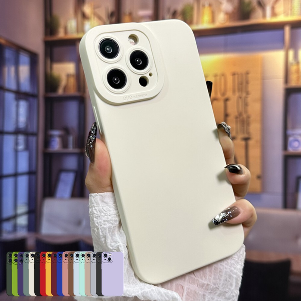 For iPhone 15 Pro Max Plus 14 13 Liquid Silicone Case Shockproof Soft TPU Cover