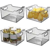 Mdesign Aufbewahrungsbox KüHlschrankbox Mit Griffen 4Er Set Kunststoff Rauchgrau