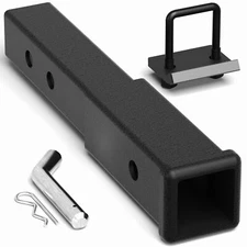 Trailer Hitch Extension 2In  Receiver Extender 5/8 In Pin Hole Towing Black