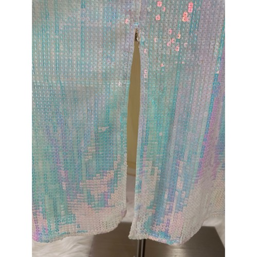 Staud Iridescent Adjustable Straps Full Sequin Midi Dress Side Slits Size L - Picture 7 of 15