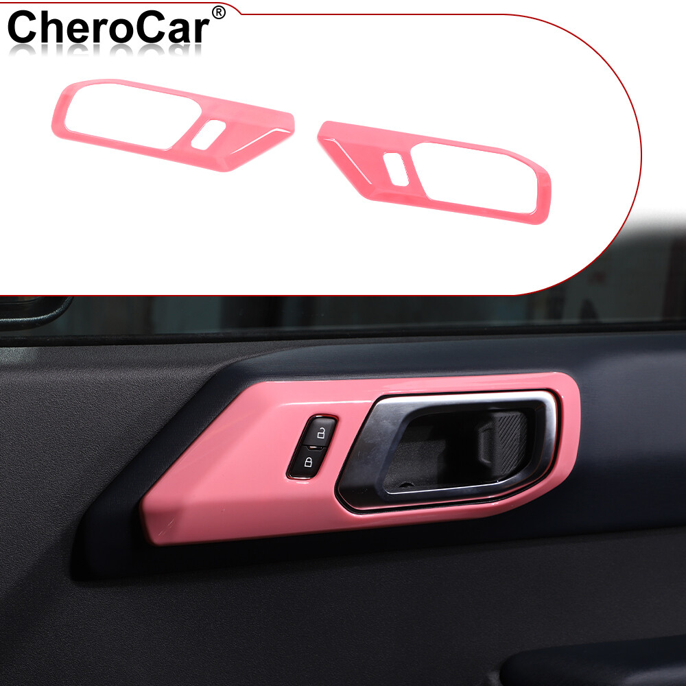 2x ABS Door Handle Decor Cover Trim for 2021-2023 Ford Bronco Pink Accessories