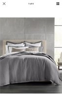 Hotel Collection Linen F/ Queen Duvet Cover 2 Shams GRAY, Brand New-MSRP: 620