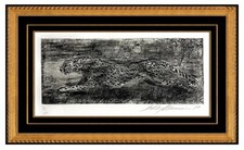 LeRoy Neiman Midnight Cheetah Original Etching Hand Signed Numbered Big Cat Art