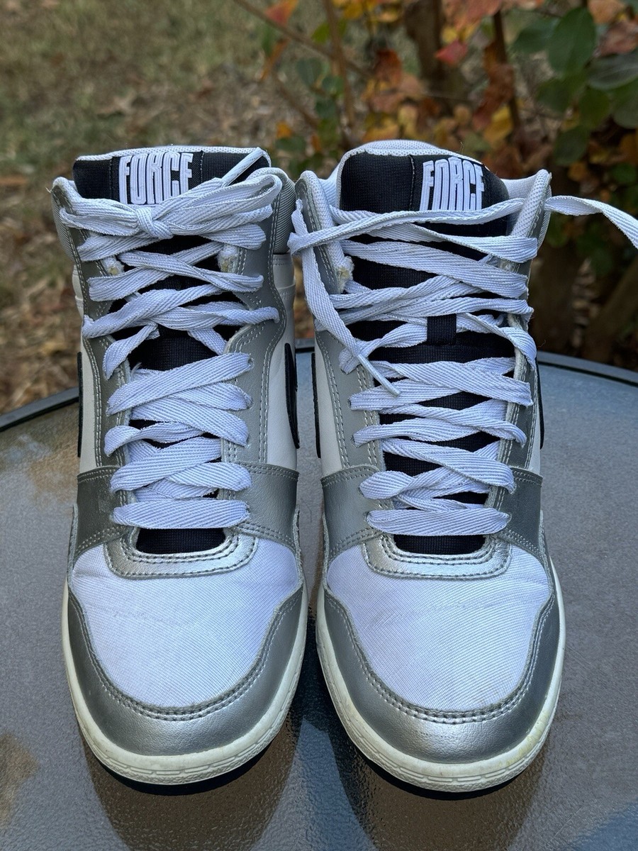 Nike Force Sky Hi White Silver Women's Size 9 Sneakers