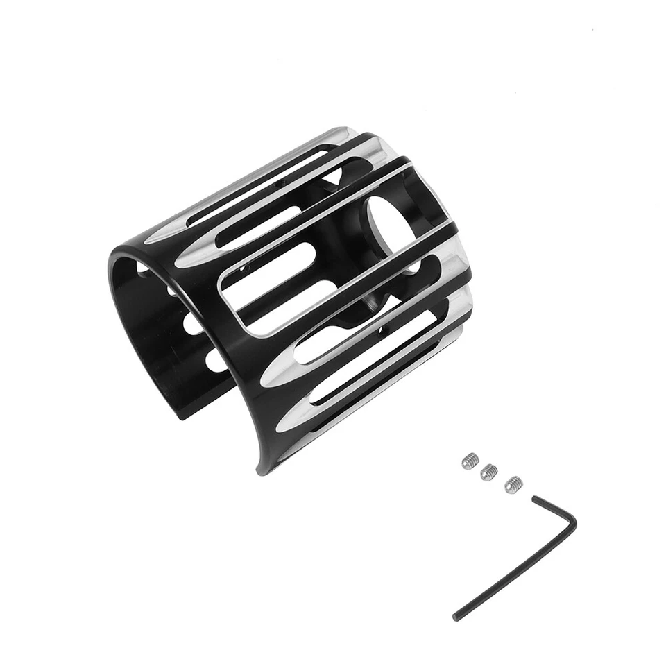 Cubierta de filtro de aceite de aluminio con corte de borde de motocicleta negra apta para Harley Davidson Foto 2 de 4