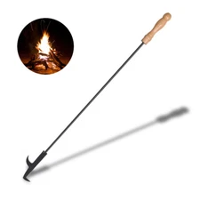 Long Fire Pit Poker Stick Fireplace Heavy Duty Steel Wood Stove Campfire Camping