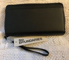 Brand New No Boundaries SLG Zip-Around Wristlet-Black Faux Leather