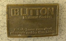 Vintage Litton Microwave Cooking, "Nobody Knows More", Brass BELT BUCKLE