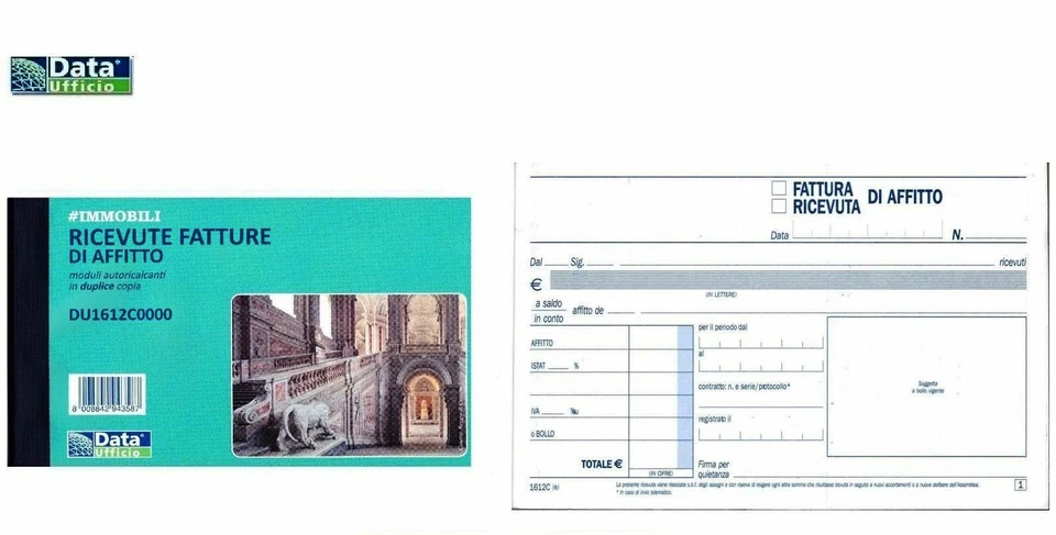 5 RICEVUTE FATTURE AFFITTO DATA UFFICIO DU1612C0000 2 COPIE 50/50 AUTORICALCANT