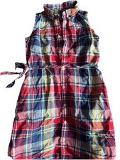 Polo Ralph Lauren Plaid Shirt Dress For Girls Size 6 Tie Waist And Pockets