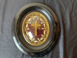RELIQUAIRE avec 10 reliques de sainte et de saint cadre Napoleon III