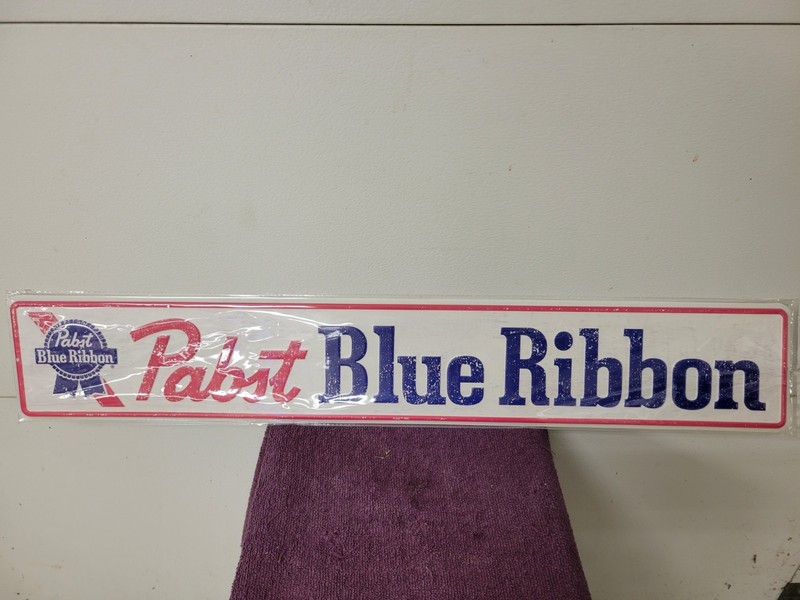 NEW Pabst Blue Ribbon Beer  Metal / Tin Street Sign  36x6 Inches 