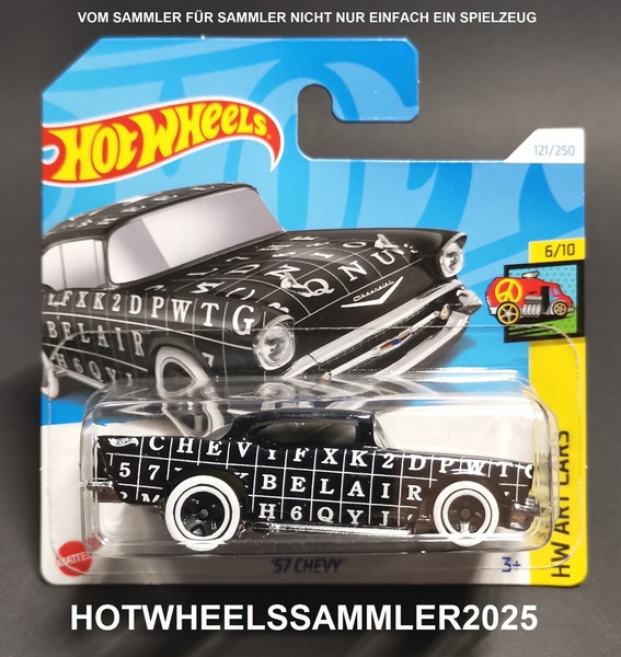 "Hot Wheels \"1957 Chevy\" Farbe Schwarz HW ART Cars HTB75 OVP UngeÖFfnet Neu"-image