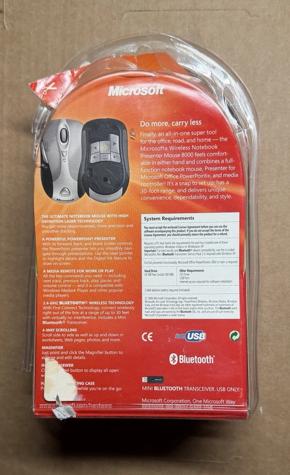 Microsoft Wireless Notebook Presenter 8000 1065 Silver Bluetooth Mouse - Image 3 of 4