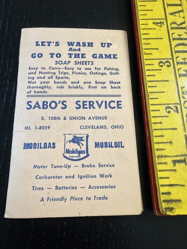 1950 Cleveland Indians Browns Old Vintage Mobil Mobilgas Oil Adv Pocket Schedule