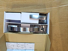 Keyed Entry Modern Entry Door Lever Lock Set, Brushed Silver Metal, Reversible