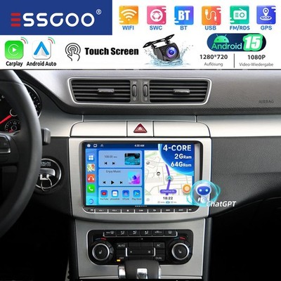 KAM+ Autoradio Android 15 2+64GB GPS ChatGPT Für VW Polo Golf 5 6 Plus Touran FM
