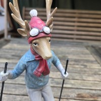Skifahren Hirsch Deko 28Cm Weihnachtsdeko Landhaus Hirsch Geweih Hirschfigur