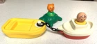 Vtg Fisher Price Jumbo Little People Bath Tub Toys Boats Turtle VGUC