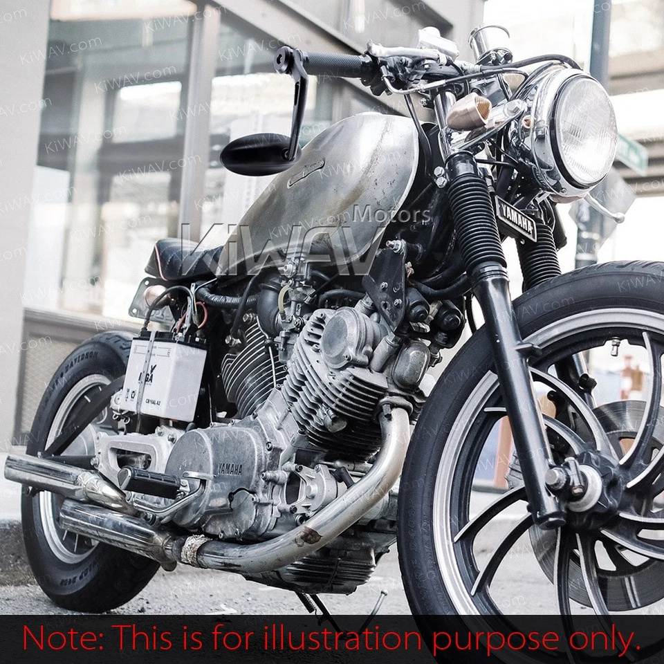 Espejo de extremo de barra negro forma ovalada convexo ajustable aluminio se adapta a Ducati Scrambler Foto 3 de 4