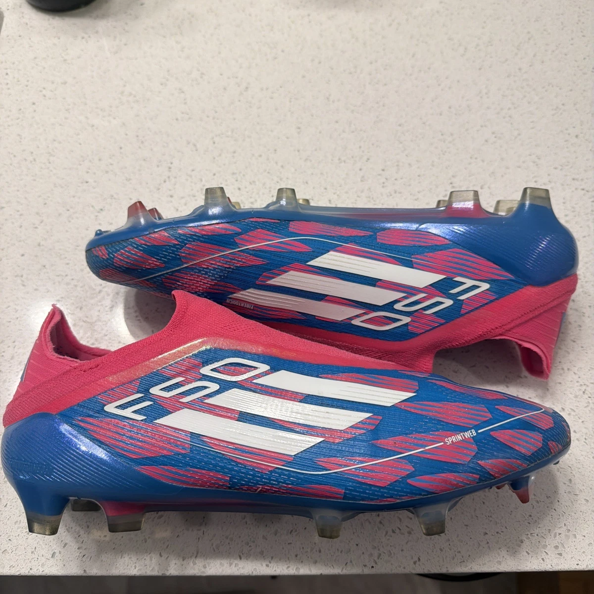 adidas F50+ Elite Laceless FG Solar Blue Cloud White Solar Pink