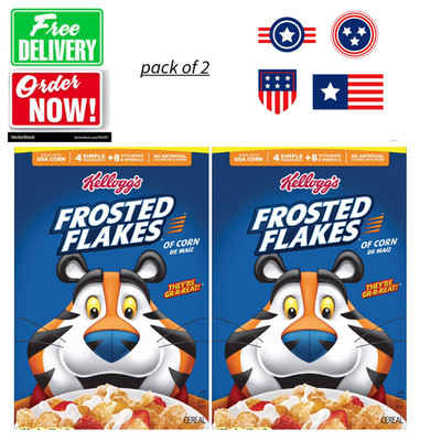 2 Pack Kellogg's Frosted Flakes Cereal Family Size 21.7 oz Boxes Original Corn