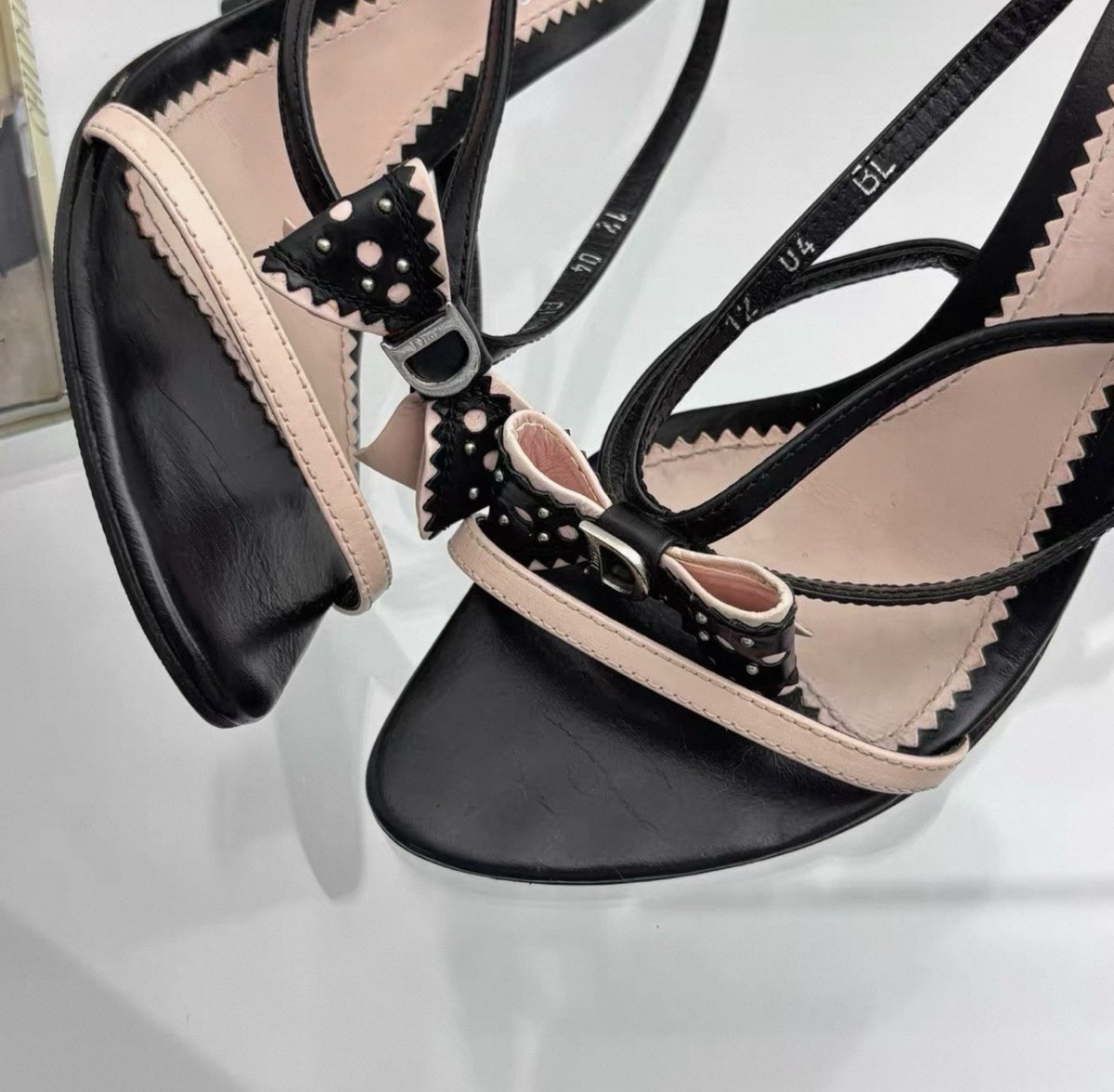 Y2k Dior Galliano Era Heels Bow Black & Pink Mules Vintage